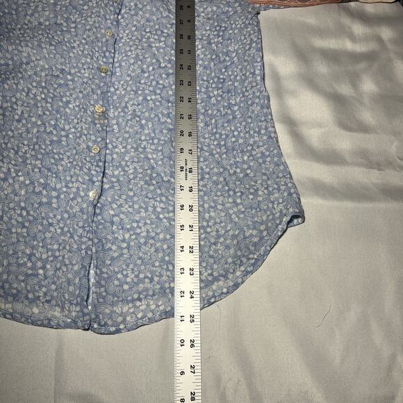 Sundance Blouse Womens XS 100% Silk Paisley Sheer Full Button Long Sleeve Blue - Picture 6 of 7